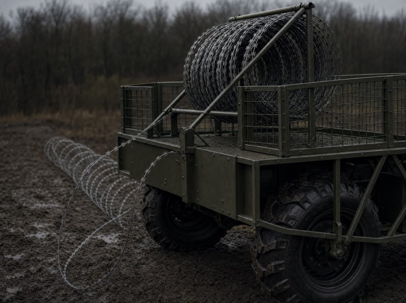 Barbed wire deployment from a PRIMAL ROBOTICS UGV